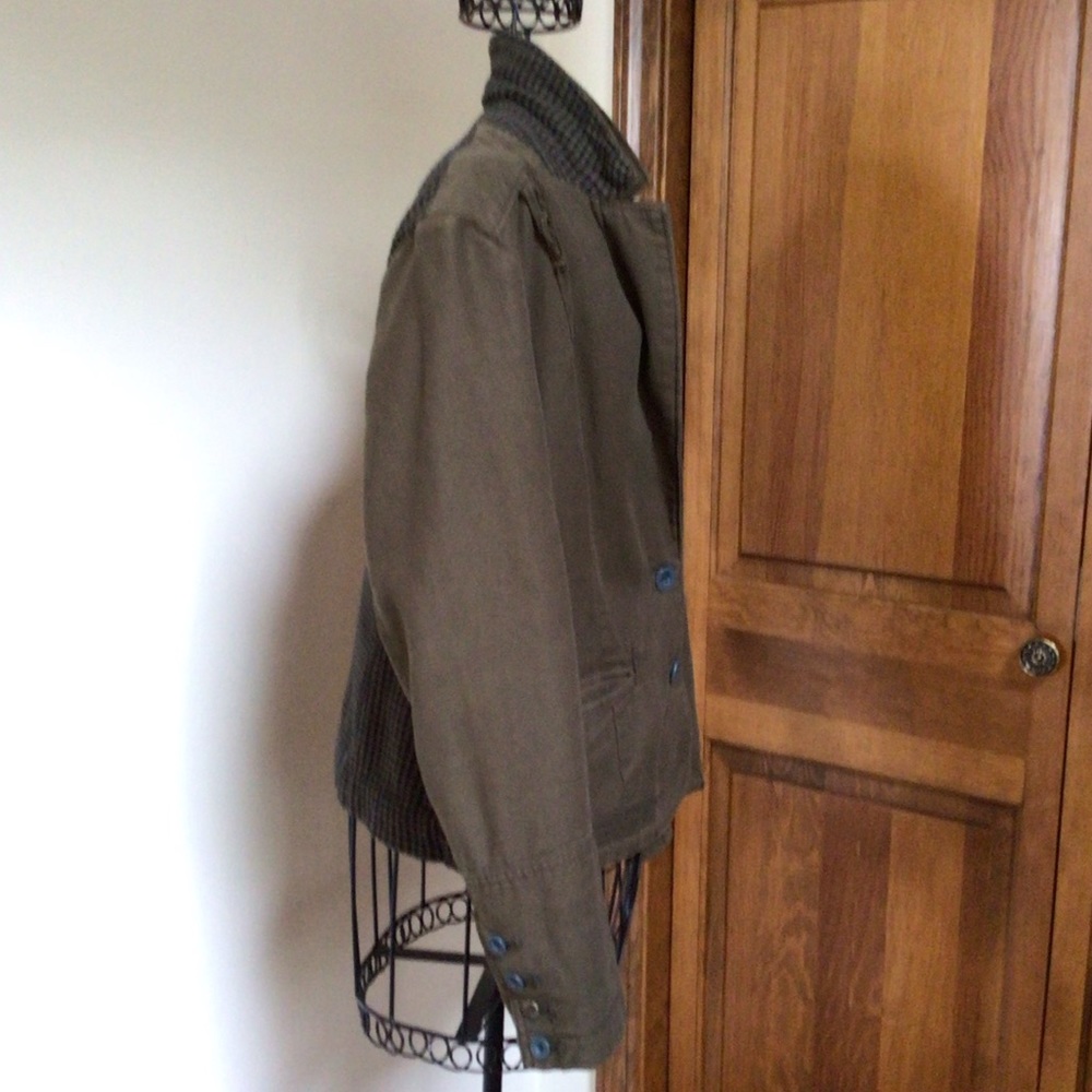 Anthropologie | Hei Hei Army Green Mixed Media jacket blazer Women’s, 14P - Picture 6 of 11